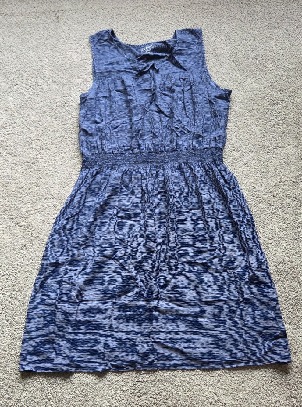 L.L. Bean Women's Blue Sleeveless Dress, Size XL Lightweight Fit & Flare Summer